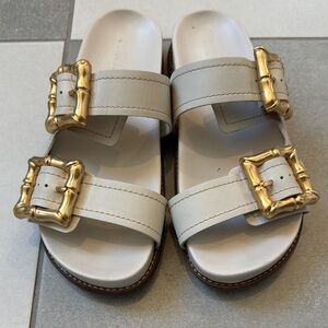 SCHUTZ Gold and Cream Sandals
